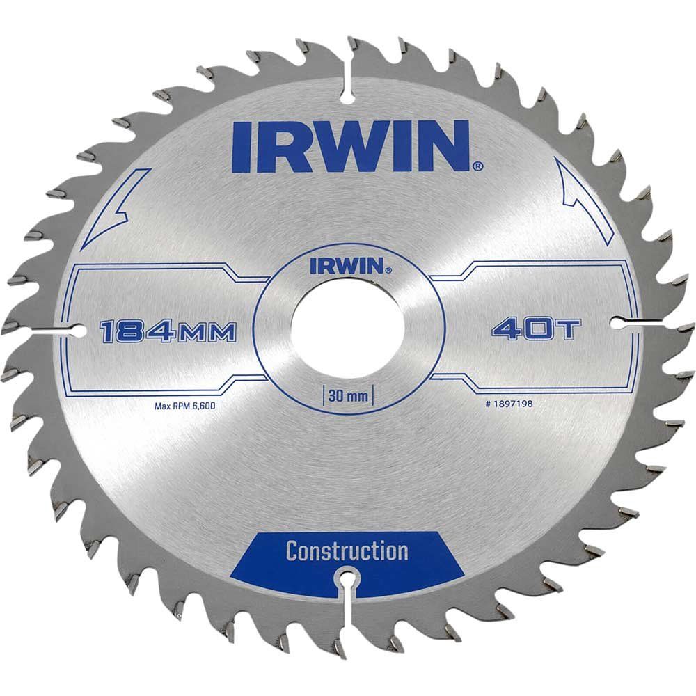 Irwin ATB Construction Circular Saw Blade 184mm 40T 30mm - Image 1