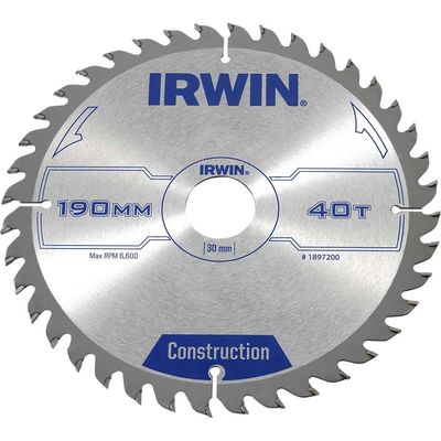 Irwin ATB Construction Circular Saw Blade 190mm 40T 30mm