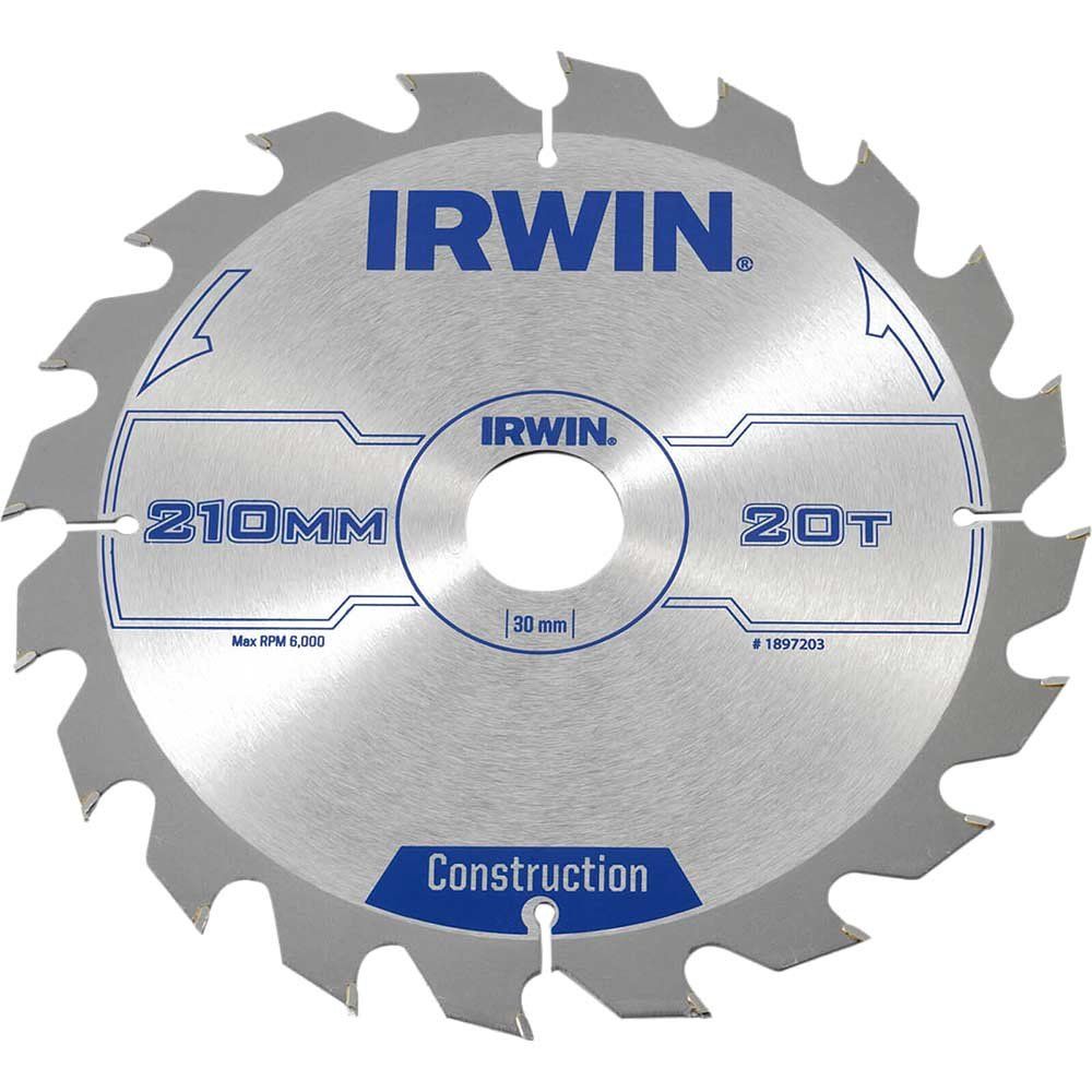 Irwin ATB Construction Circular Saw Blade 210mm 20T 30mm - Image 1