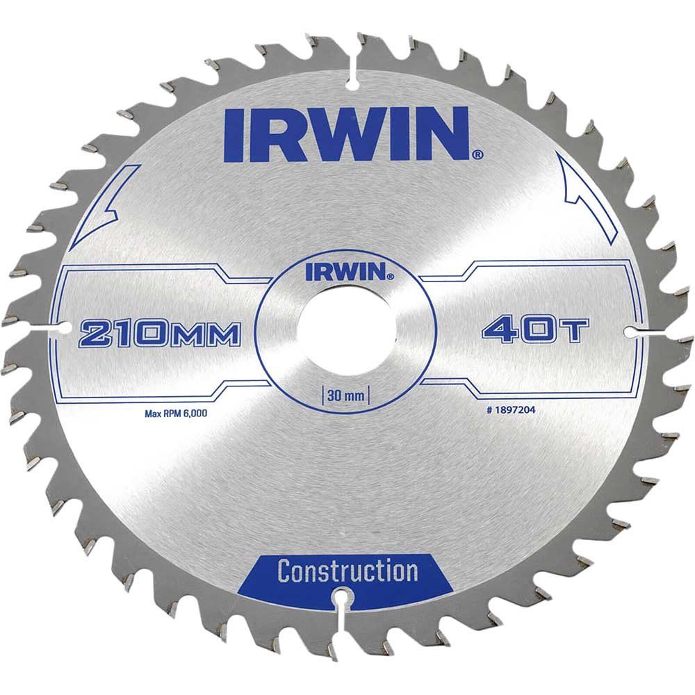 Irwin ATB Construction Circular Saw Blade 210mm 40T 30mm - Image 1