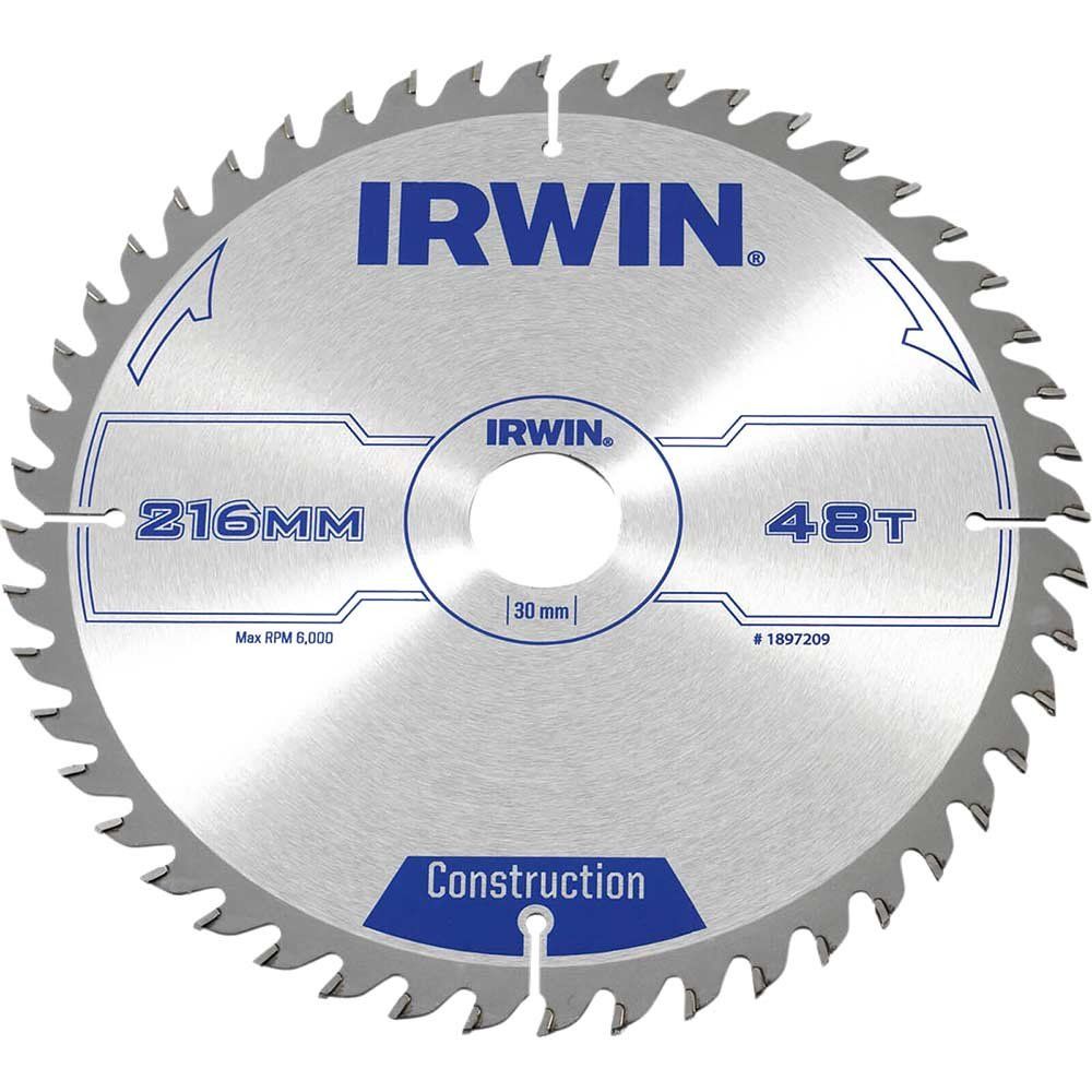 Irwin ATB Construction Circular Saw Blade 216mm 48T 30mm - Image 1