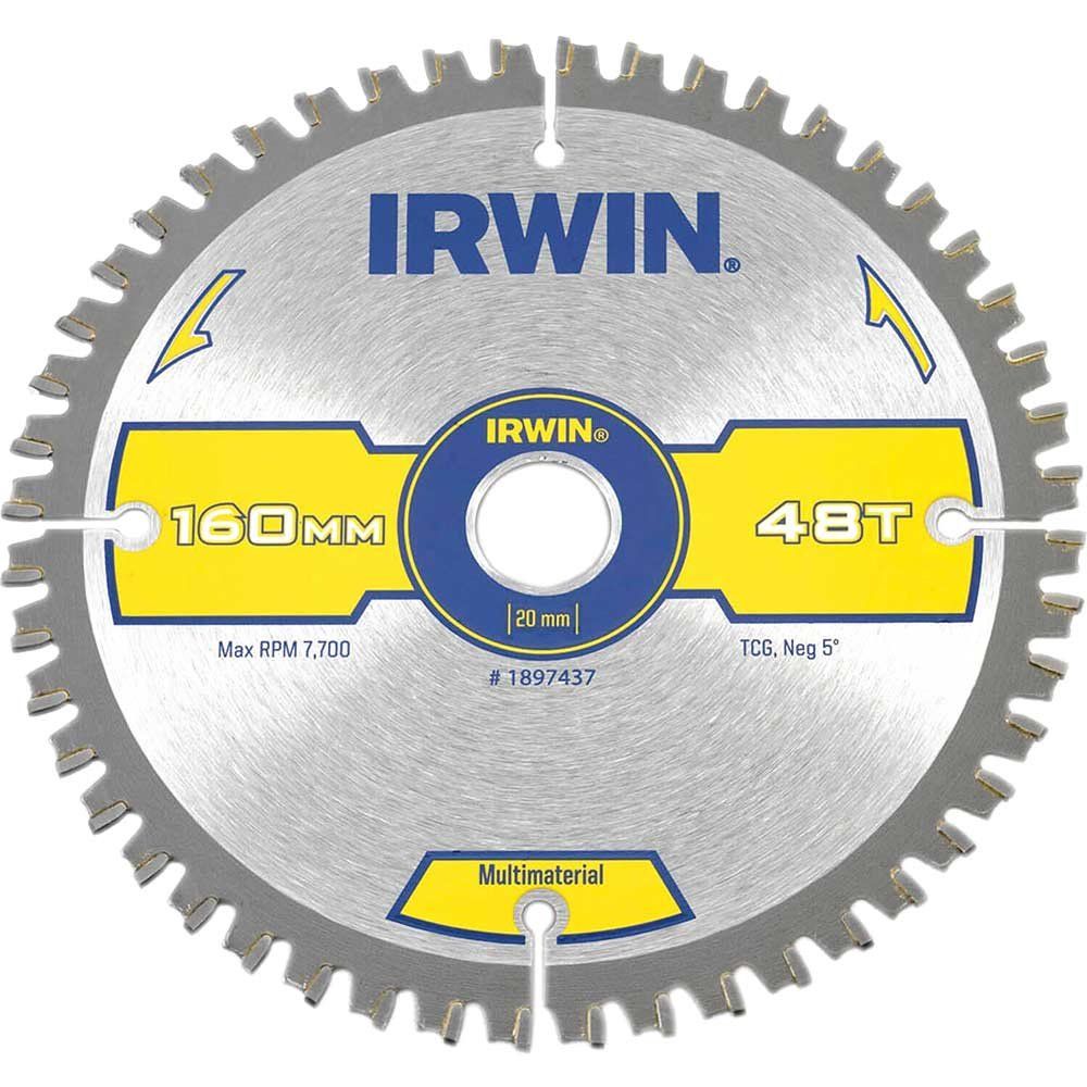 Irwin Multi Material Circular Saw Blade 160mm 48T 20mm - Image 1