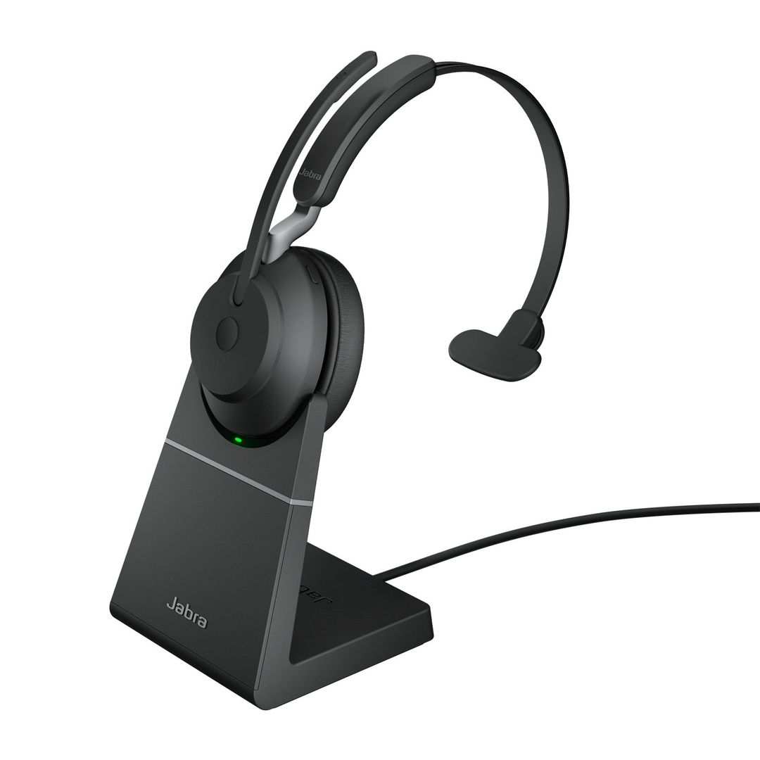 Jabra Evolve2 65 USB-A UC Mono with Charging Stand - Black - Image 1