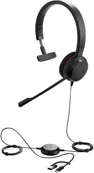 Jabra Evolve 20 Headset Wired Head-band Office/Call center USB Type-C / USB Type-A Black - Thumbnail 2