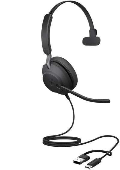 Jabra Evolve2 40 SE Headset Wired Head-band Calls/Music USB Type-C / USB Type-A Black - Thumbnail 2