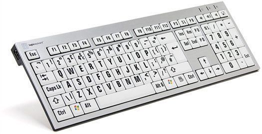 Logickeyboard XLPrint keyboard Office USB QWERTY UK English Aluminium - Thumbnail 2