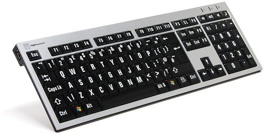 Logickeyboard LKB-LPRNTWB-AJPU-UK keyboard Office USB QWERTY US English Black White - Thumbnail 2