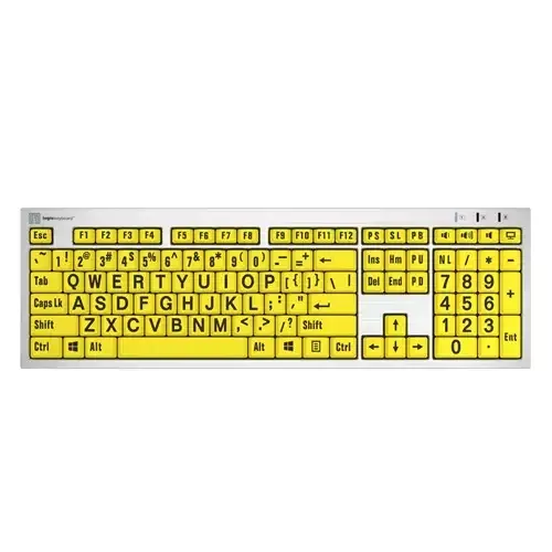 Logickeyboard LKB-LPRNTBY-AJPU-UK keyboard Home/Office USB QWERTY English Silver Yellow - Image 1