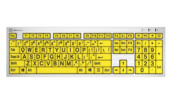 Logickeyboard LKB-LPRNTBY-AJPU-UK keyboard Home/Office USB QWERTY English Silver Yellow - Thumbnail 2