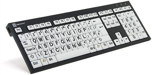 Logickeyboard XL Print keyboard Office USB QWERTY UK English Black White - Thumbnail 2