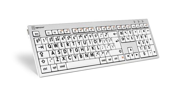 Logickeyboard LKB-LPRNTBW-CWMU-UK keyboard Office USB QWERTY UK English Black Silver White - Thumbnail 2