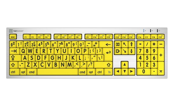 Logickeyboard LKB-LPRNTBY-CWMU-UK keyboard Home/Office USB QWERTY English Silver Yellow - Thumbnail 2