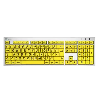 Logickeyboard LKB-LPRNTBY-CWMU-UK keyboard Home/Office USB QWERTY English Silver Yellow