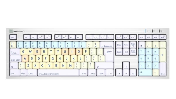 Logickeyboard LKB-DYSLEX-CWMU-UK keyboard Home USB QWERTY English White