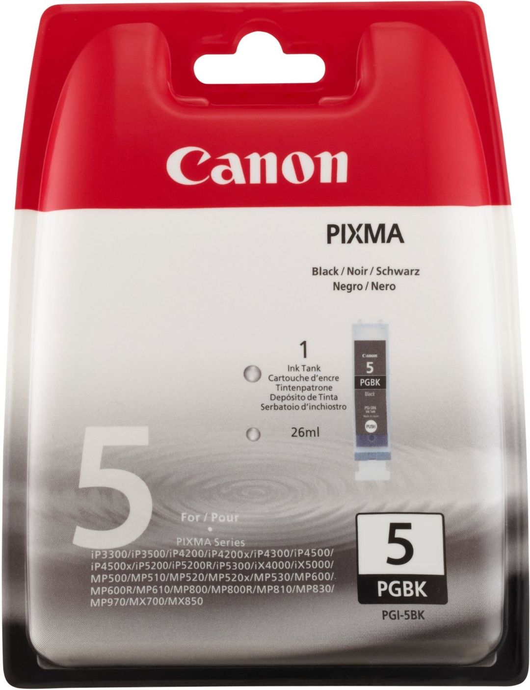 Canon 0628B029/PGI-5BK Ink cartridge black pigmented Blister Acustic M - Image 1