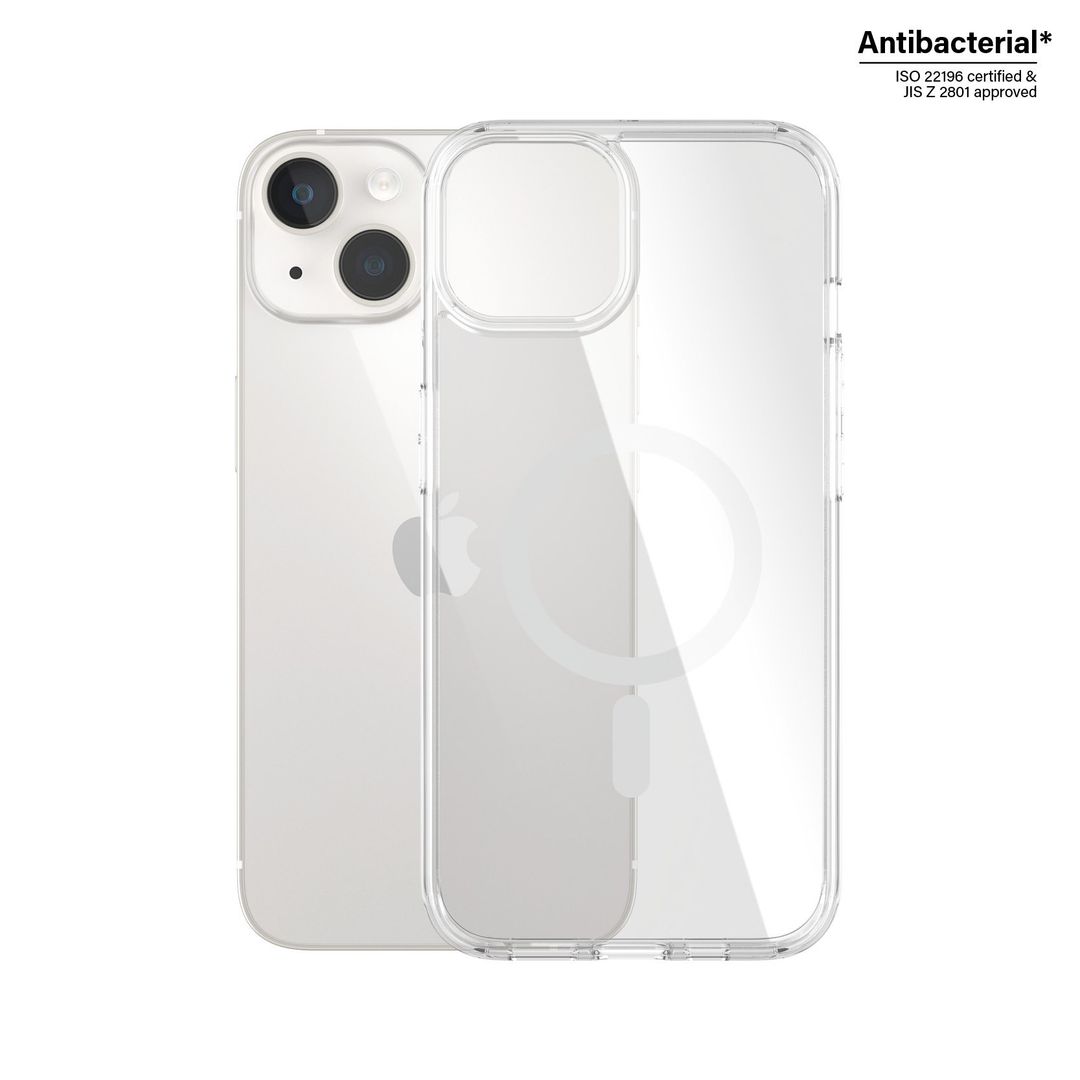 PanzerGlass ® HardCase Transparent w. White MagSafe iPhone 14 | 13 - Image 1