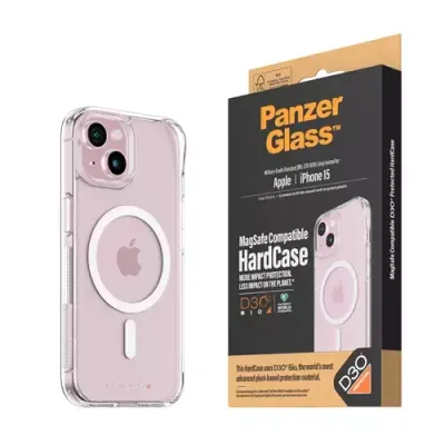 PanzerGlass ® HardCase Transparent w. White MagSafe & D3O® iPhone 15 - Thumbnail 2