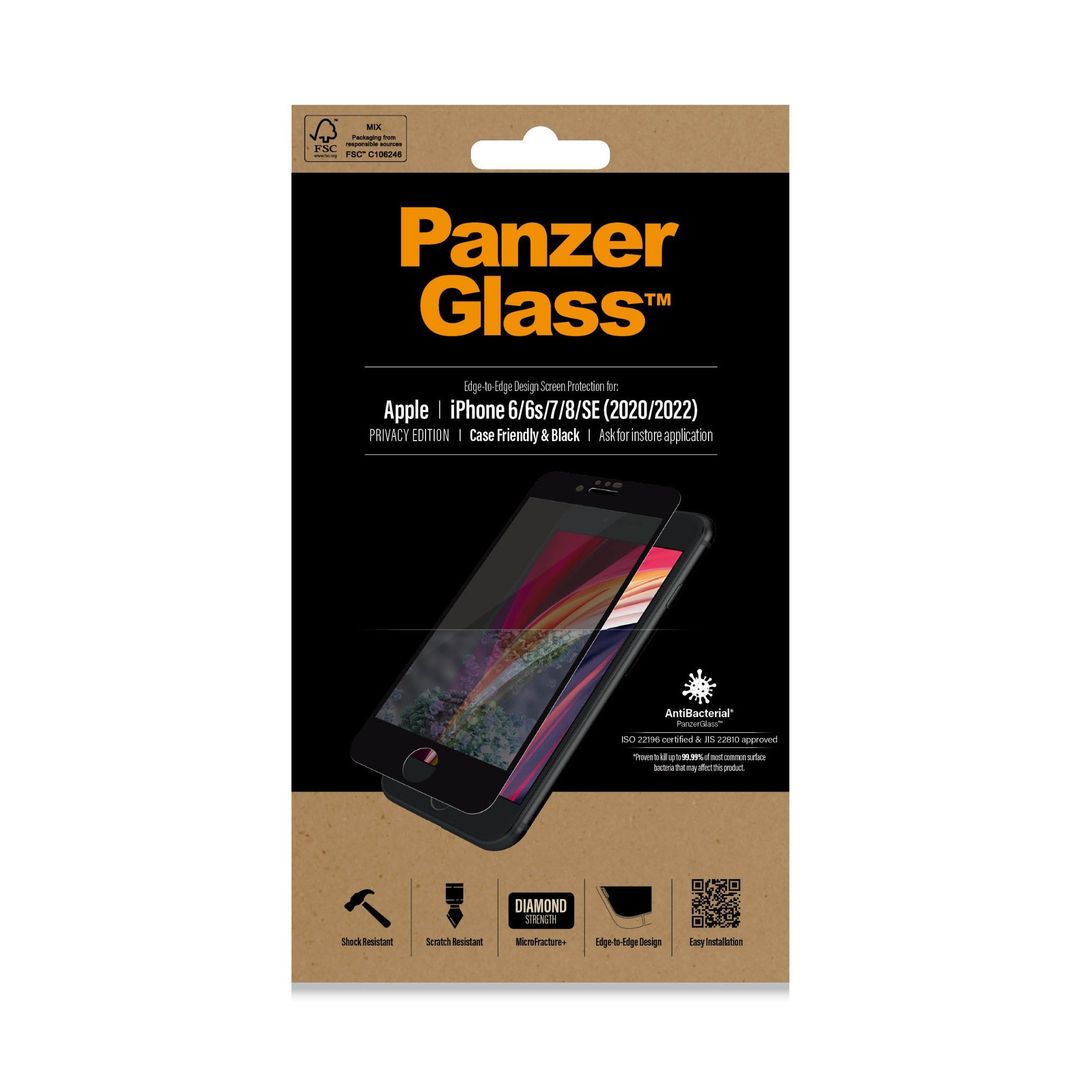 PanzerGlass ® Privacy Screen Protector iPhone SE (2020/2022) | 8 | 7 | 6 | 6s | Edge-to-Edge - Image 1
