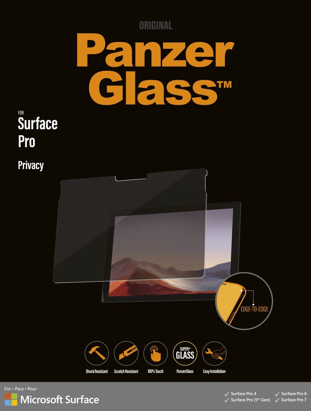 PanzerGlass ® Microsoft Surface Pro 4 | Pro 5. Gen | Pro 6 | Pro 7 - Privacy | Screen Protector Glass - Image 1