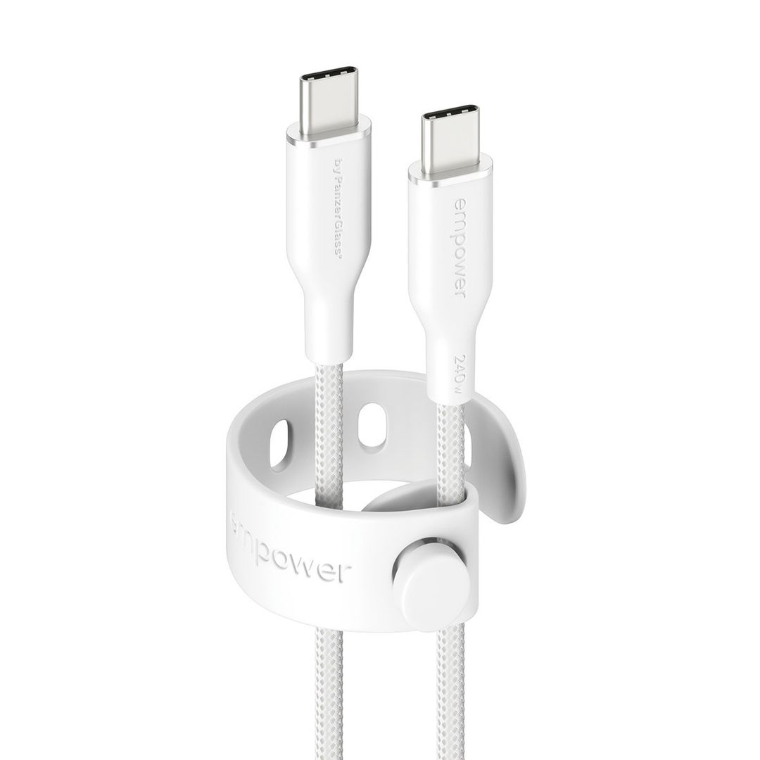 PanzerGlass empower™ by ® Racing 240W USB-C to USB-C Cable | USB 2.0 | 2M | Silver White - Image 1