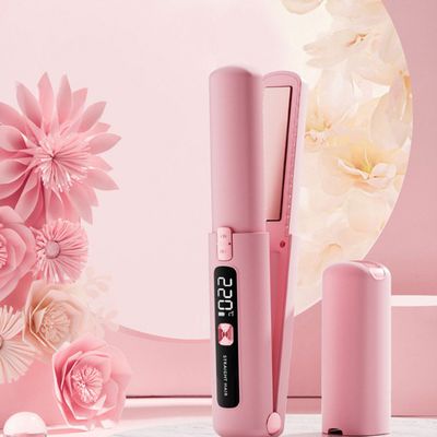 Cordless Hair Dryer Brush LCD Hot Air Styling Comb - Pink