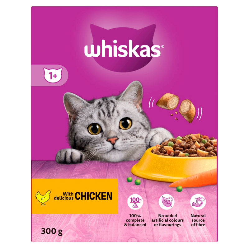 Whiskas With Chicken Dry Cat Food 300g - Image 1