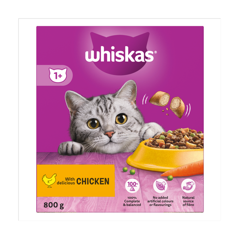 WHISKAS 1+ Dry CHICKEN Cat Food 800g - Image 1