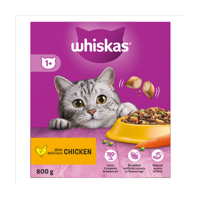 WHISKAS 1+ Dry CHICKEN Cat Food 800g