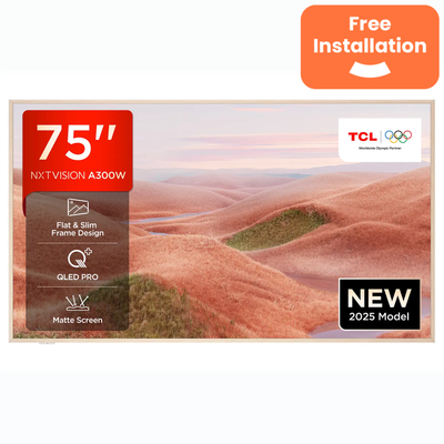 75" TCL NXTVISION A300W QLED 4K HDR Smart Google TV - 75A300W-UK, Silver/Grey