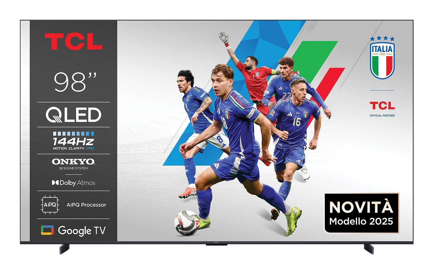 TCL 98P8K-UK 98 4K QLED Smart Google TV 144Hz Dolby Vision IQ ONKYO 2.1 Sound - Image 1