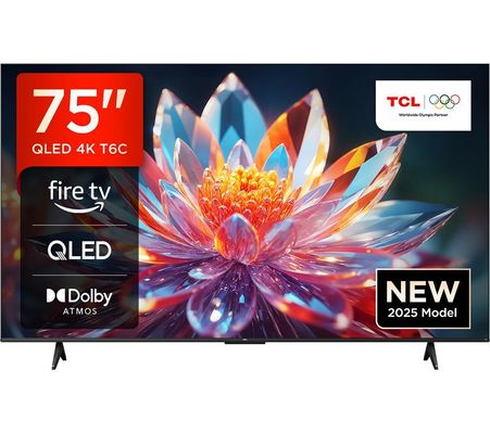TCL T6C -UK 75 inch QLED 4K HDR 10+ Dolby Vision & Atmos Smart Fire TV