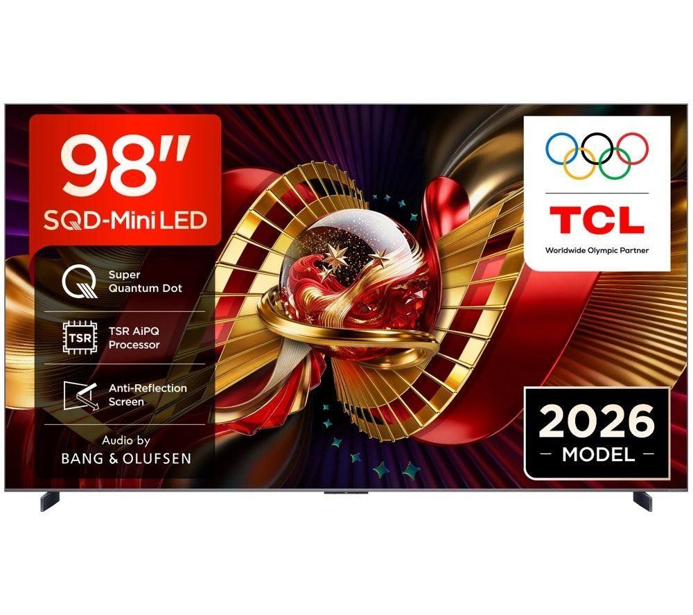 TCL 98C8L-UK 98-Inch 4K QLED Mini LED Google TV Ultra HD HDR Smart TV with Dolby Vision IQ 144Hz Gaming & ONKYO Audio - Image 1