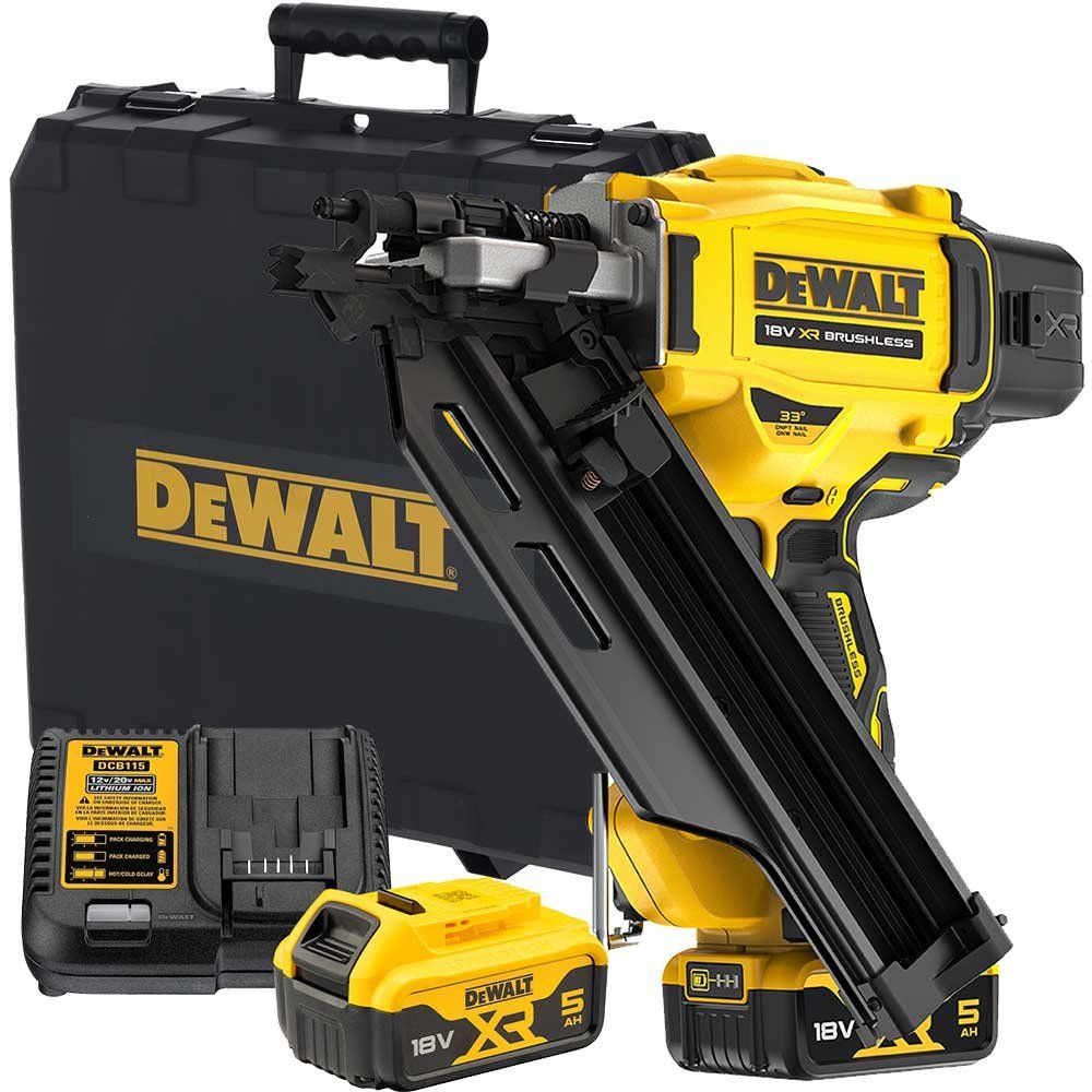 DeWalt DCN930 18v XR Cordless Brushless Framing Nail Gun 2 x 5ah Li-ion Battery Charger Case - Image 1