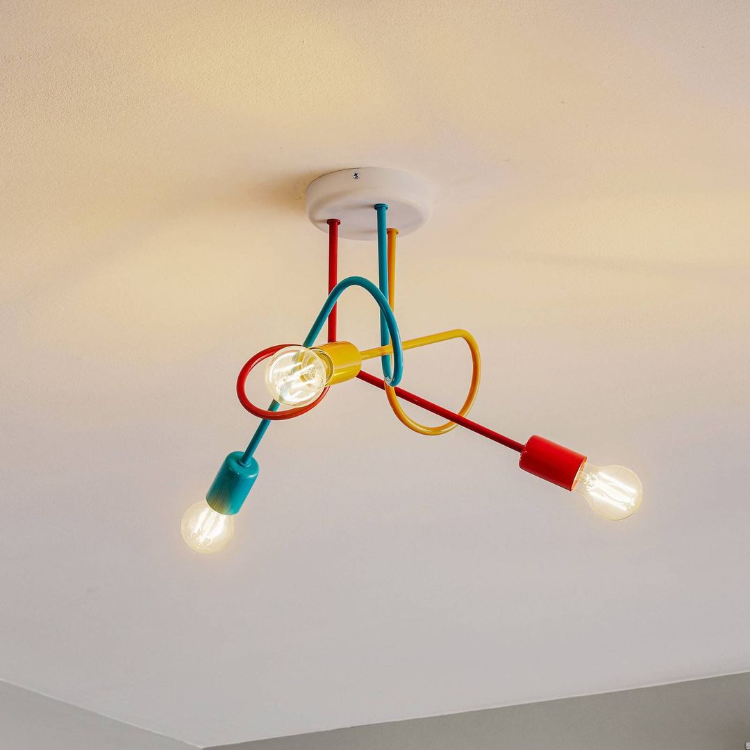 HELAM Oxford ceiling lamp, 3-bulb, orange/red/turquoise - Image 1