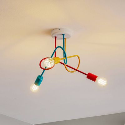 HELAM Oxford ceiling lamp, 3-bulb, orange/red/turquoise