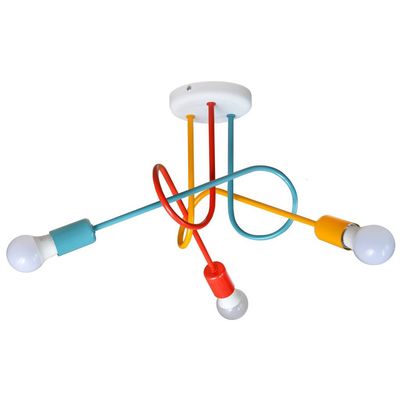 HELAM Oxford ceiling lamp, 3-bulb, orange/red/turquoise - Thumbnail 2