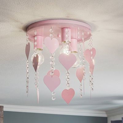 Eko-Light Corazon ceiling light in pink with hearts