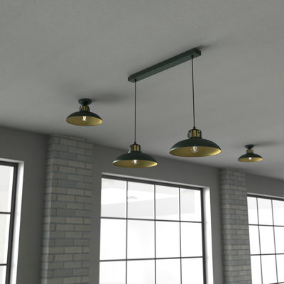 Eko-Light Felix hanging light, green/gold, 2-bulb - Thumbnail 2