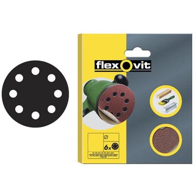 Flexovit 78072764744 Hook & Loop Sanding Disc 115Mm Medium 80G (Pack 6) - Thumbnail 2