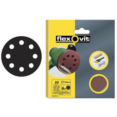 Flexovit 78072764759 Hook & Loop Sanding Disc 125Mm Coarse 50G (Pack 6) - Thumbnail 2