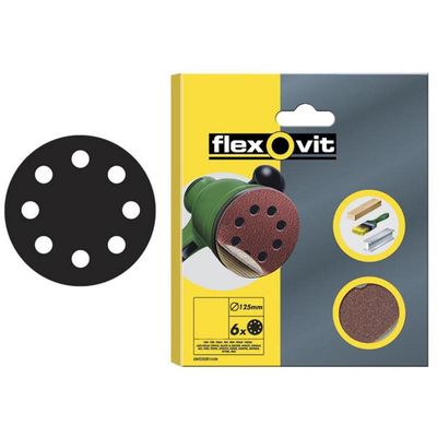 Flexovit 78072764762 Hook & Loop Sanding Disc 125Mm Medium 80G (Pack 6) - Thumbnail 2