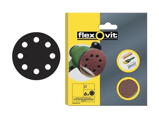 Flexovit 78072764770 Hook & Loop Sanding Disc 150Mm Assorted (Pack 6)