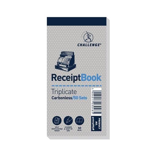 Challenge 140x70mm Triplicate Receipt Book Carbonless 1-50 Taped Cloth - Image 1