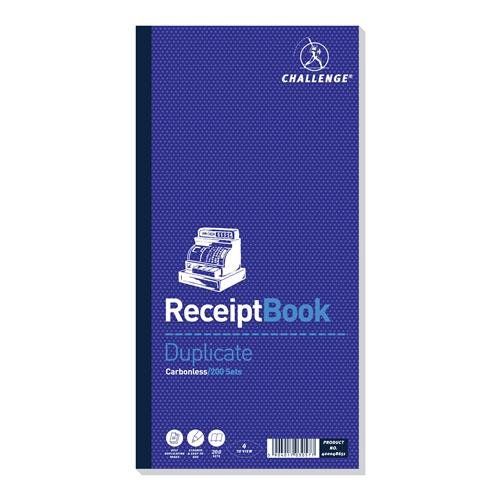 Challenge 280 x 141mm Duplicate Receipt Book Carbonless Taped Cloth Binding 200 Sets - 400048651 - Image 1