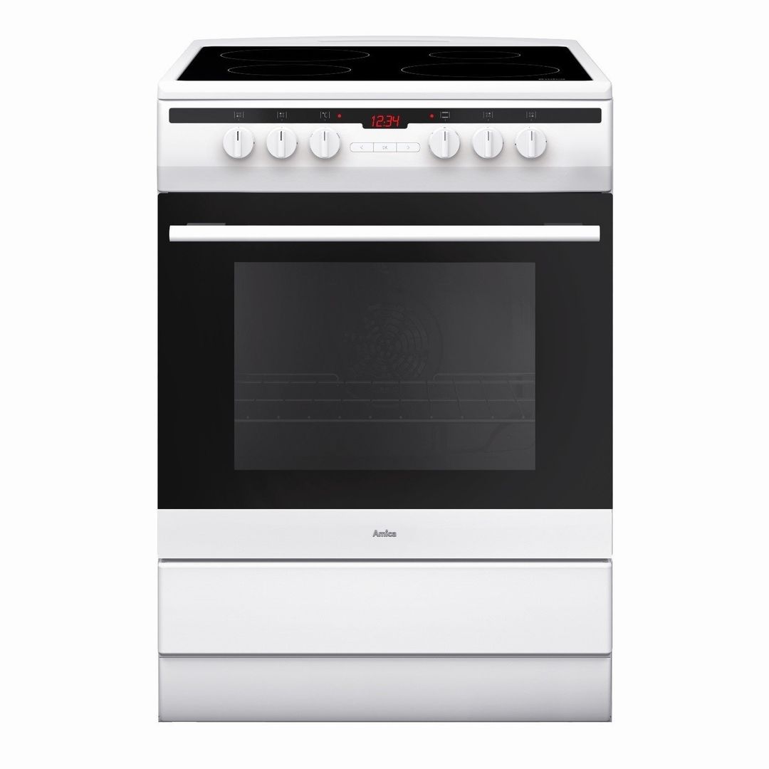 AMICA 608CE2TAW 60 cm Electric Ceramic Cooker - White, White - Image 1