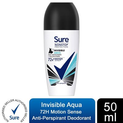 Sure Women Motion Sense AP Deodorant Roll-on 72H Nonstop, Invisible Aqua, 50ml - 1