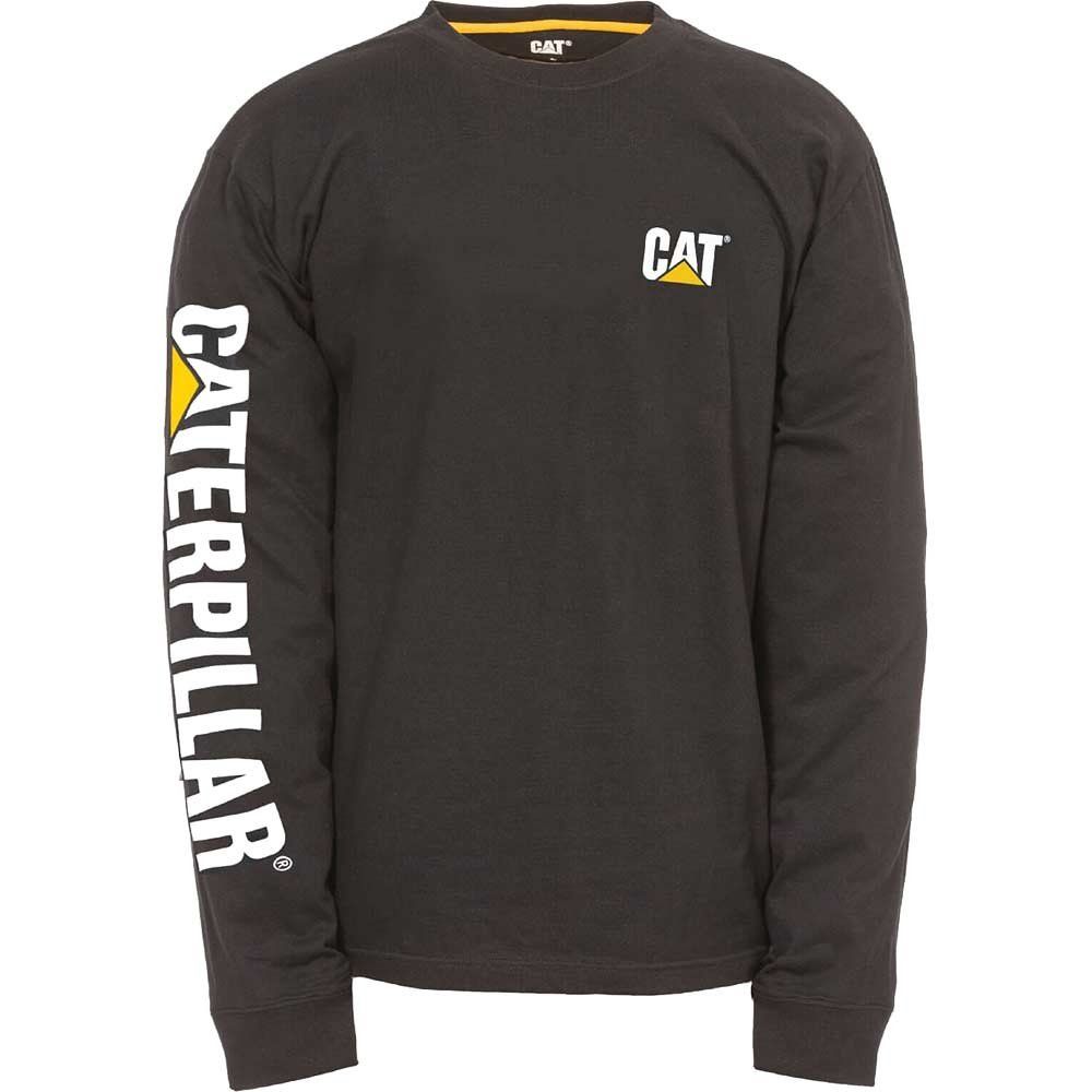 Caterpillar Mens Trademark Banner Long Sleeve T Shirt Black 3XL - Image 1