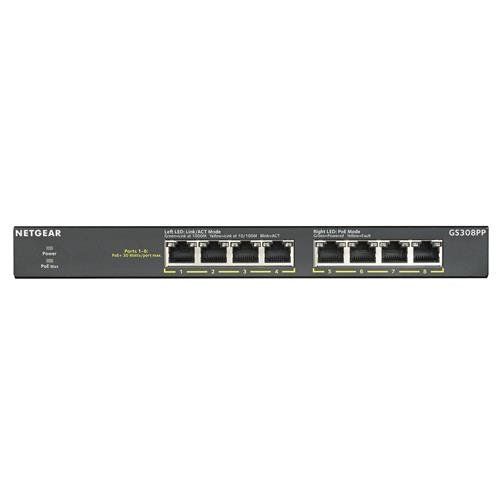 NETGEAR GS308PP Unmanaged Gigabit Ethernet (10/100/1000) Power over Ethernet (PoE) Black - Image 1