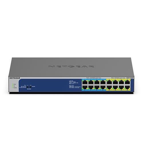 NETGEAR GS516UP Unmanaged Gigabit Ethernet (10/100/1000) Power over Ethernet (PoE) Grey - Image 1