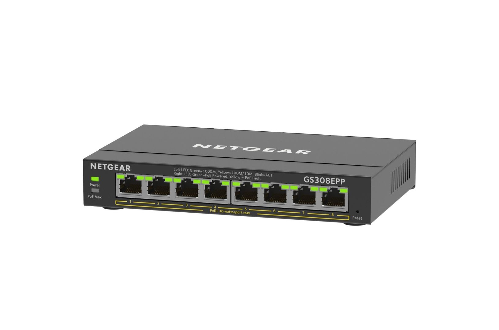 NETGEAR GS308EPP Managed L2/L3 Gigabit Ethernet (10/100/1000) Power over Ethernet (PoE) Black - Image 1